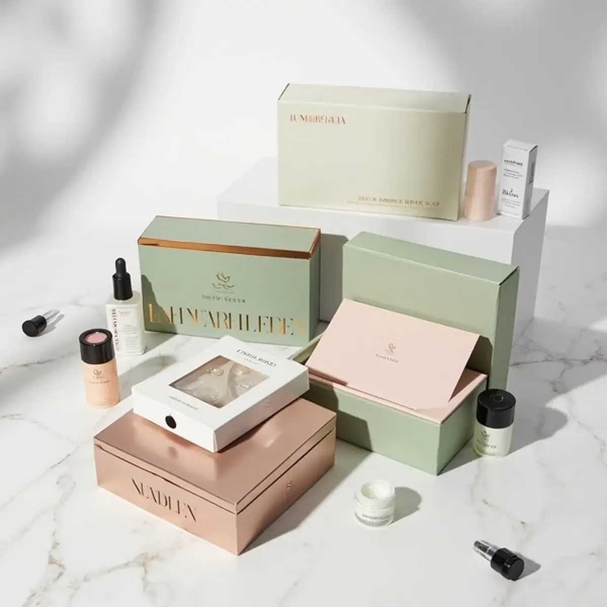 Serum boxes for a skincare brand with fitted card cradle