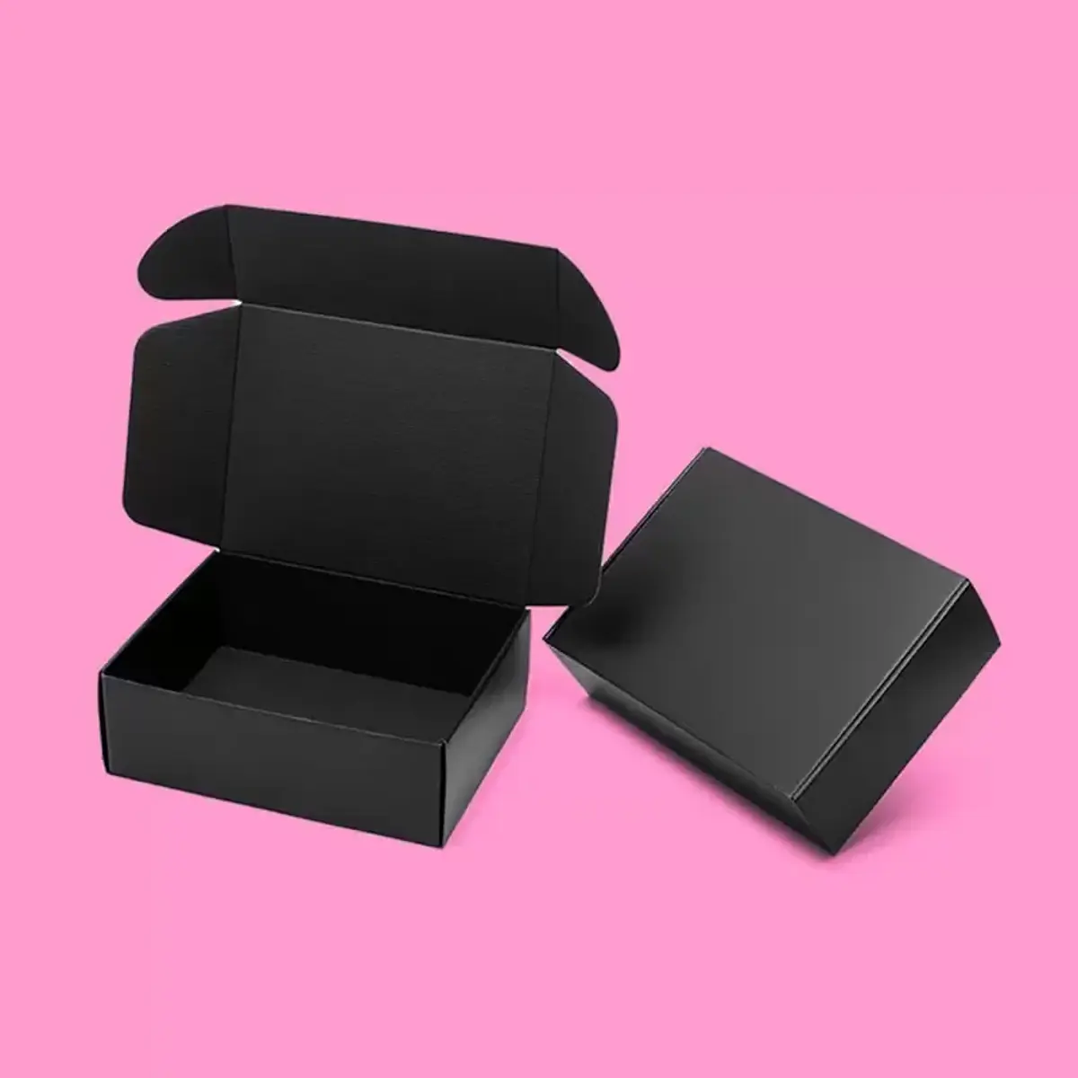 Black printed mailer boxes for influencer PR kits