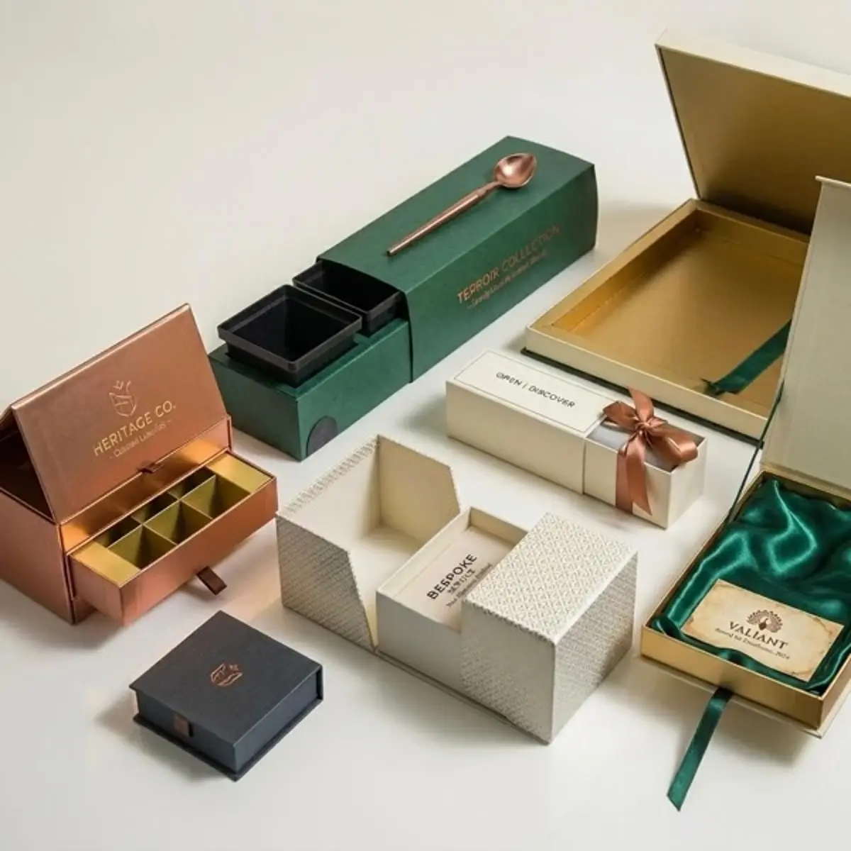 Luxury gift boxes with magnetic closure and foil detail